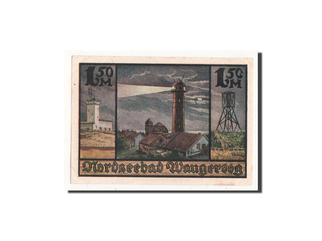 Geldschein, Deutschland, Wangeroog, 1.5 Mark, paysage, O.D, Undated, UNZ