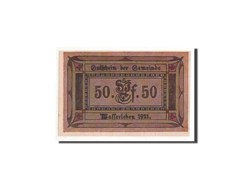 Billete, Alemania, Wasserleben, 50 Pfennig, Eglise, 1921, Undated, UNC
