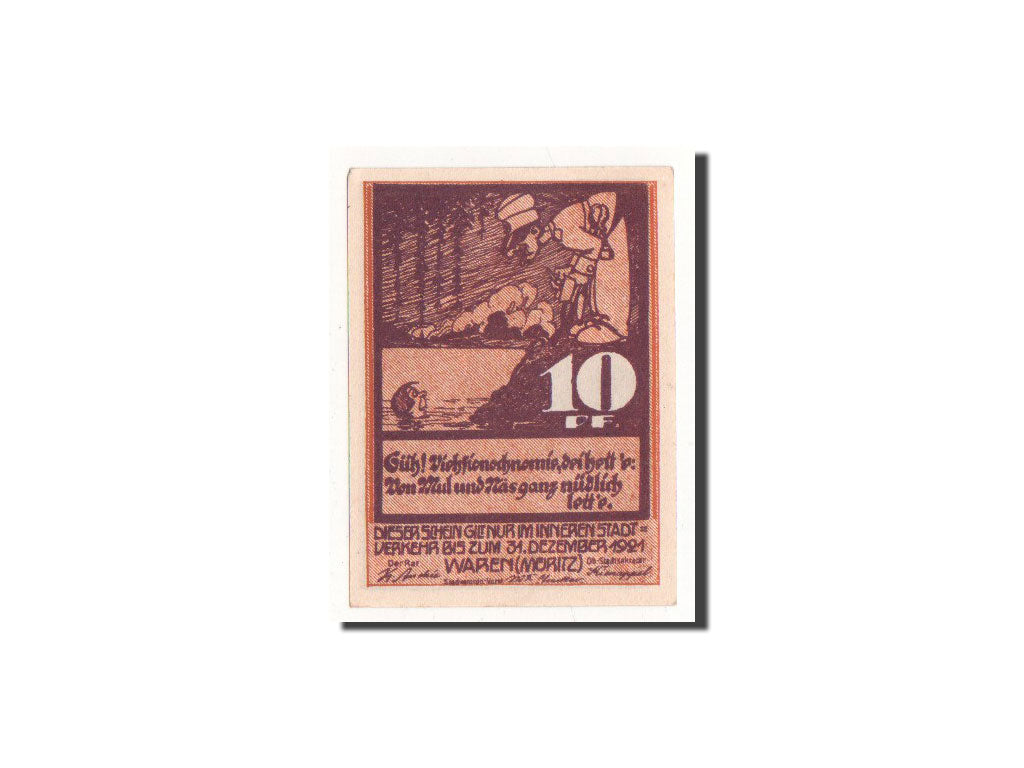 Geldschein, Deutschland, Waren, 10 Pfennig, bateau, O.D, Undated, UNZ