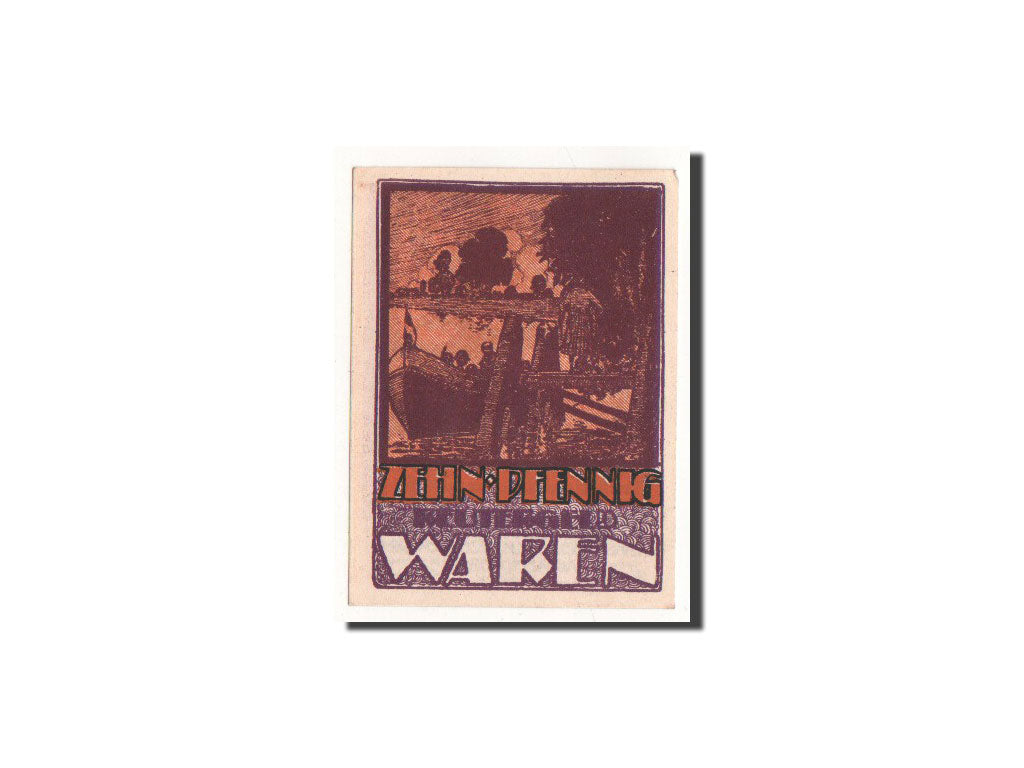 Geldschein, Deutschland, Waren, 10 Pfennig, bateau, O.D, Undated, UNZ