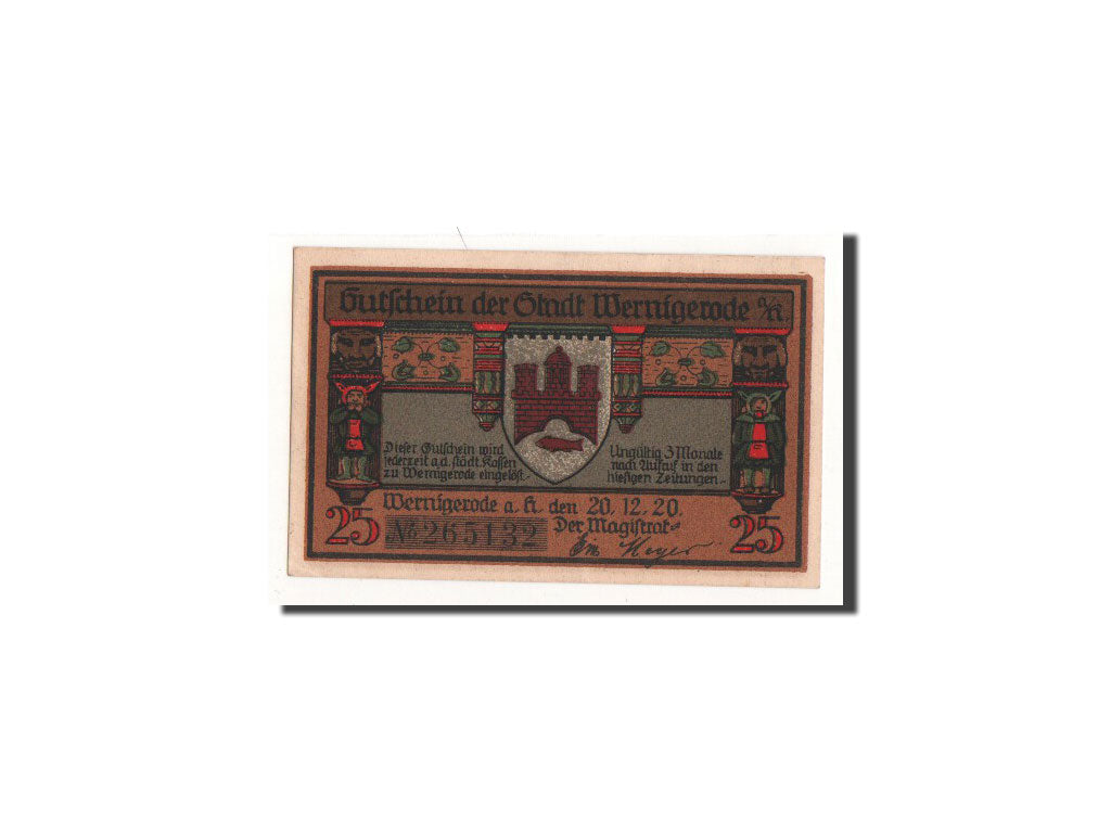 Billete, Alemania, Wernigerode, 25 Pfennig, personnage, 1920, 1920-12-20, UNC
