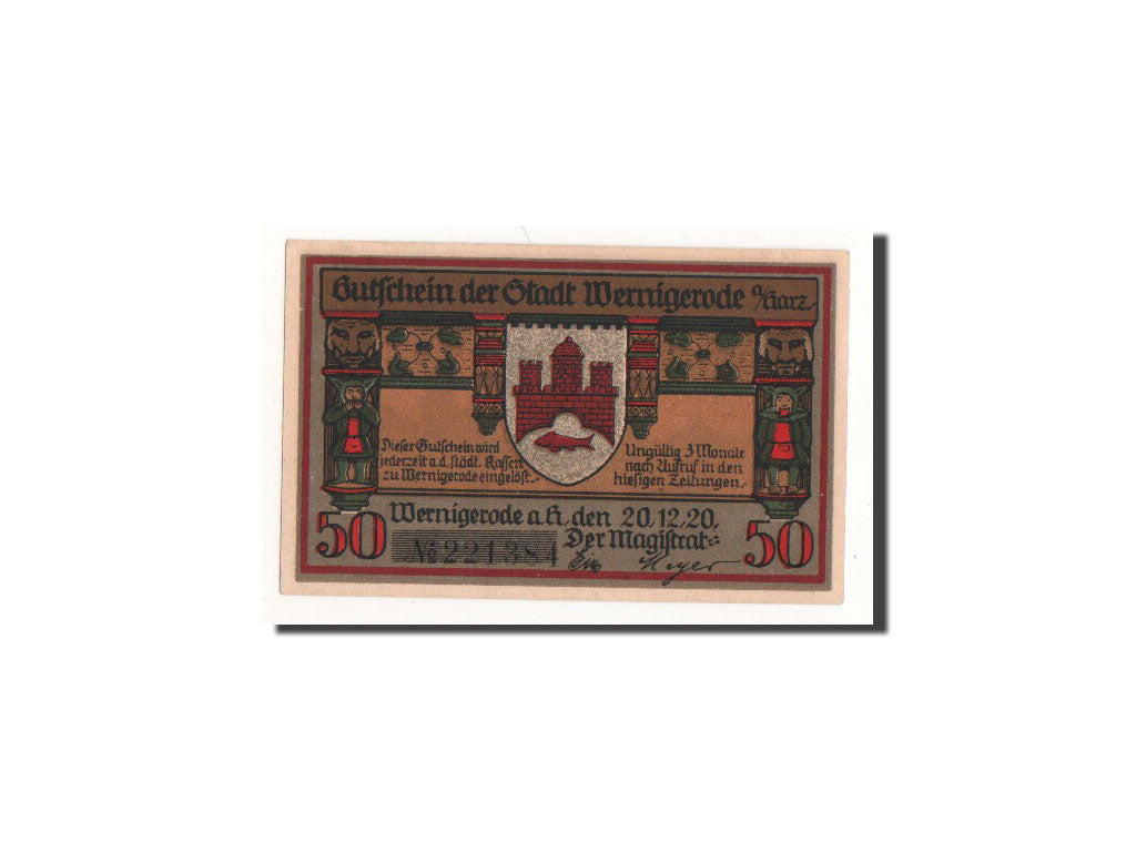 Banknote, Germany, Wernigerode, 50 Pfennig, Maison, 1920, 1920-12-20