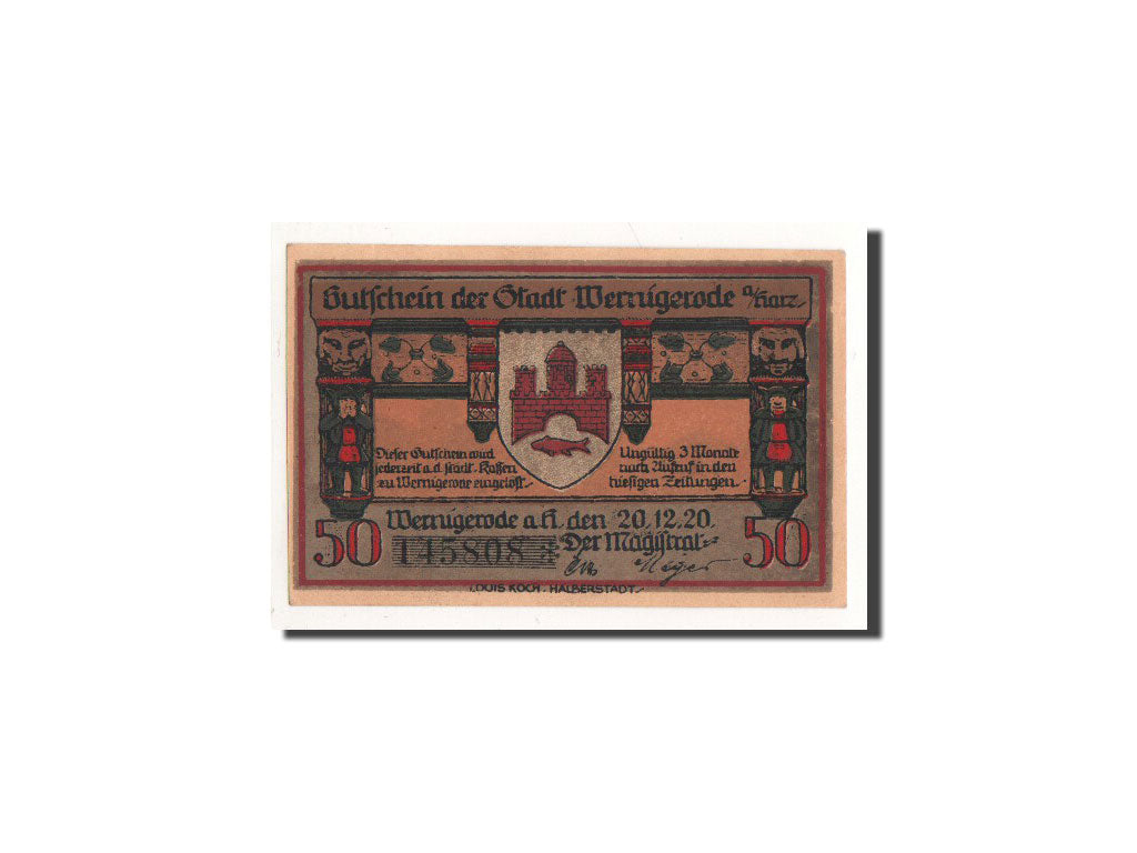 Banknote, Germany, Wernigerode, 50 Pfennig, Maison, 1920, 1920-12-20