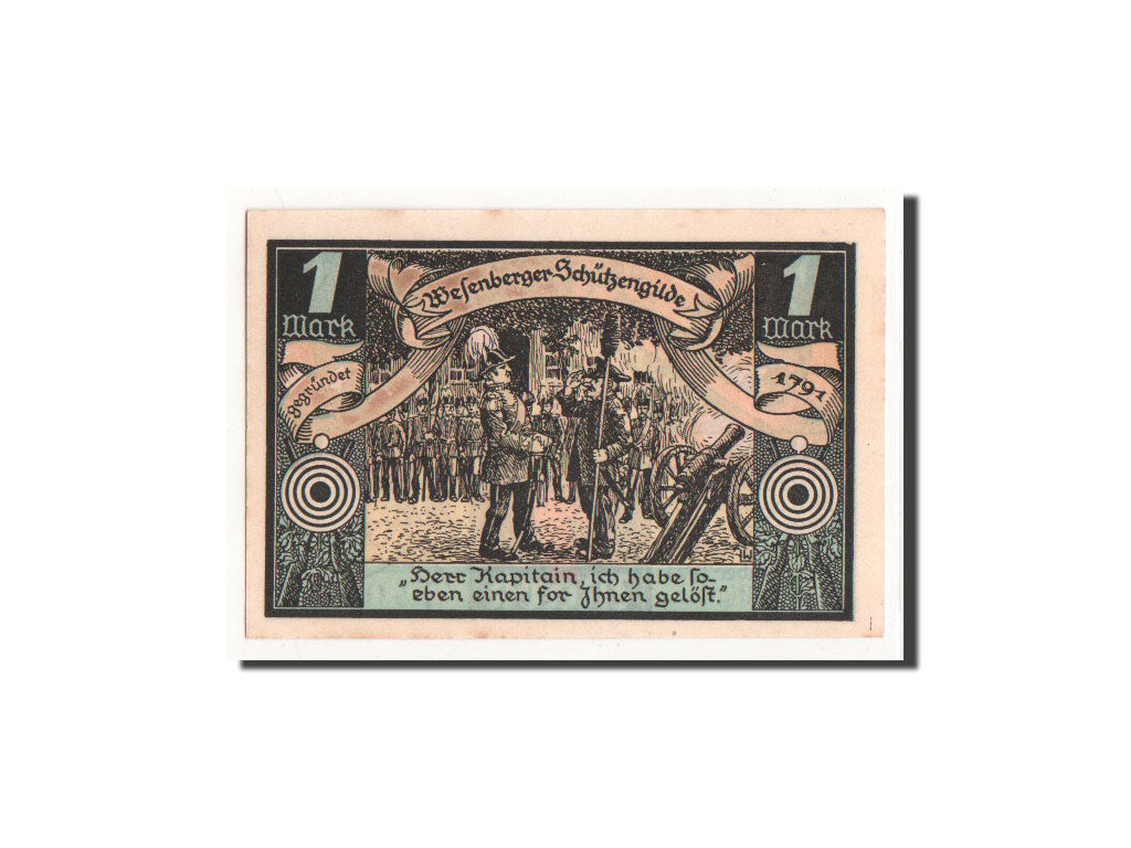 Banknote, Germany, Wesenberg, 1 Mark, personnage, 1921, 1921-07-01, UNC(65-70)