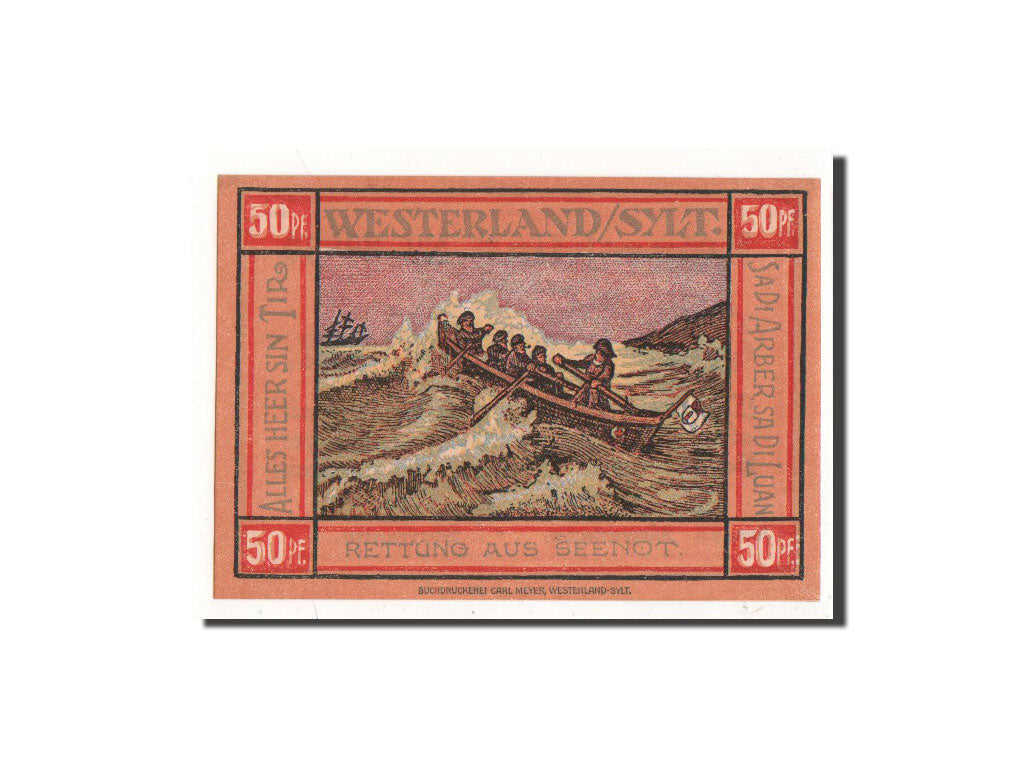 Geldschein, Deutschland, Westerland, 50 Pfennig, bateau, 1921, Undated, UNZ