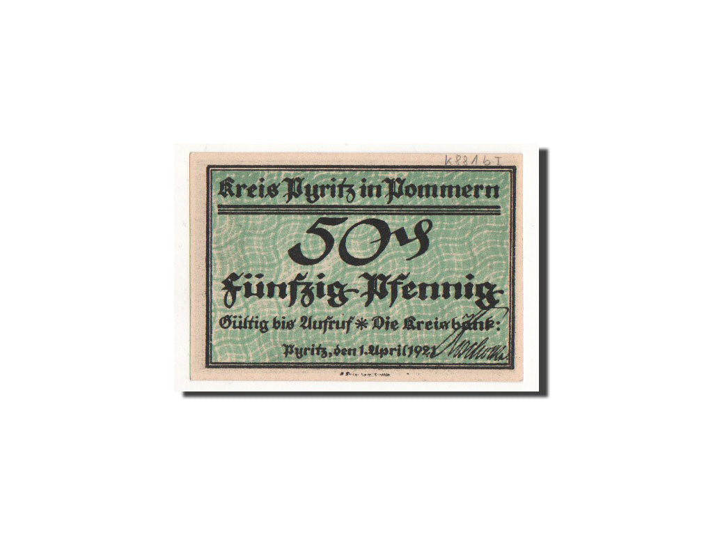 Geldschein, Deutschland, Pyritz, 50 Pfennig, agriculteur, 1921, 1921-04-01, UNZ