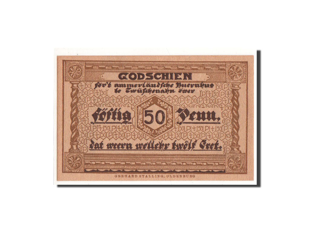 Geldschein, Deutschland, Zwischenahn, 50 Pfennig, ferme, O.D, Undated, UNZ