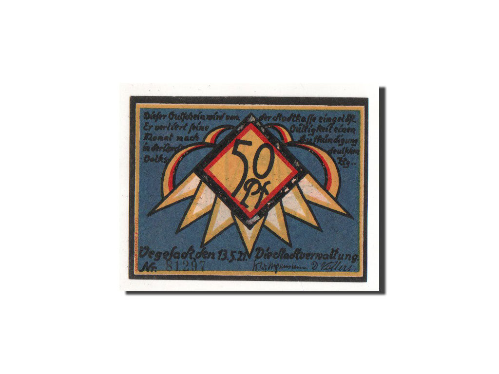 Geldschein, Deutschland, Vegesack, 50 Pfennig, bateau, 1921, 1921-05-13, UNZ