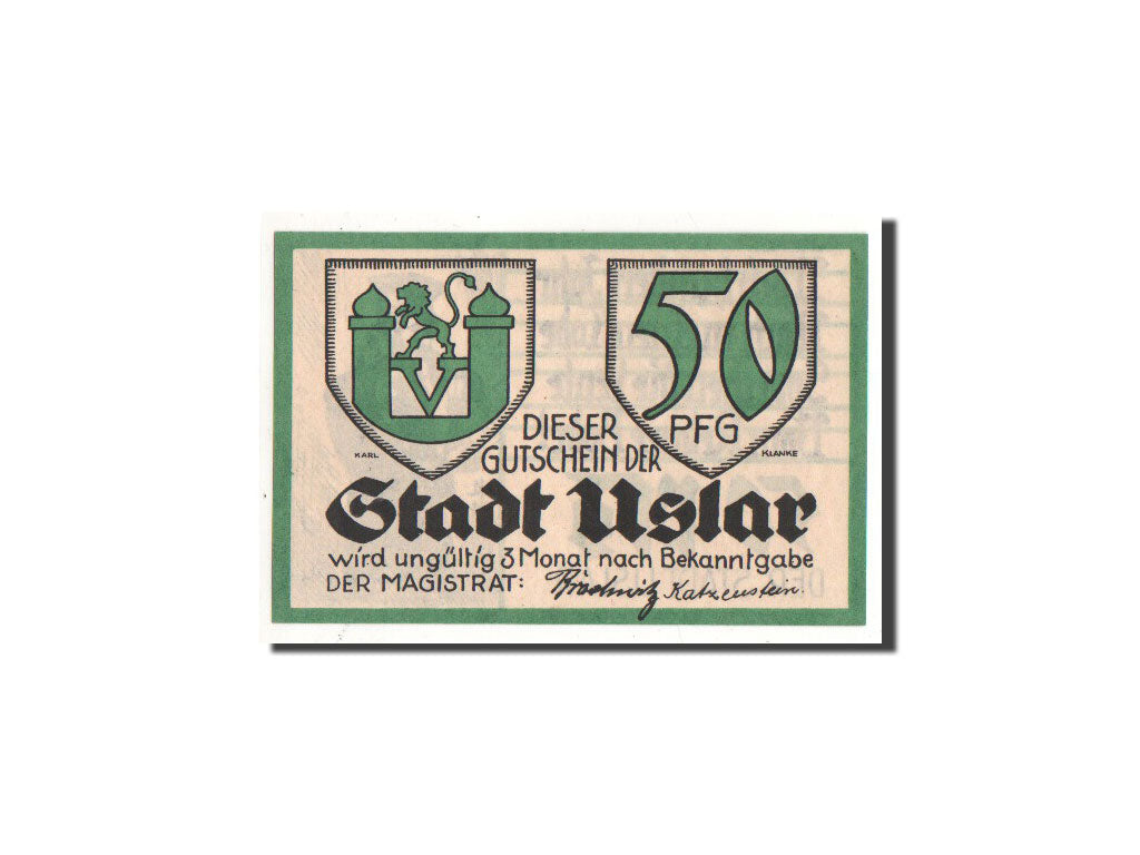 Geldschein, Deutschland, Uslar, 50 Pfennig, personnage, O.D, Undated, UNZ