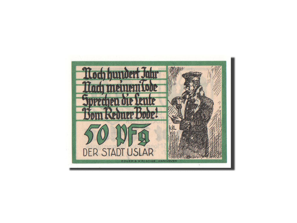Geldschein, Deutschland, Uslar, 50 Pfennig, personnage, O.D, Undated, UNZ