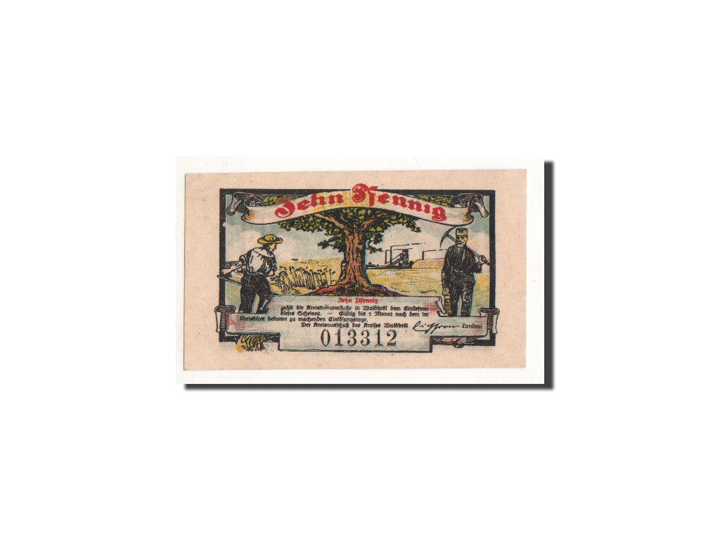 Banknote, Germany, Waldbröl, 10 Pfennig, paysage, 1921, Undated, UNC(65-70)
