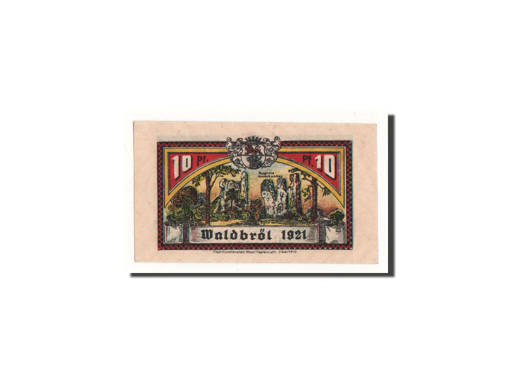 Banknote, Germany, Waldbröl, 10 Pfennig, paysage, 1921, Undated, UNC(65-70)