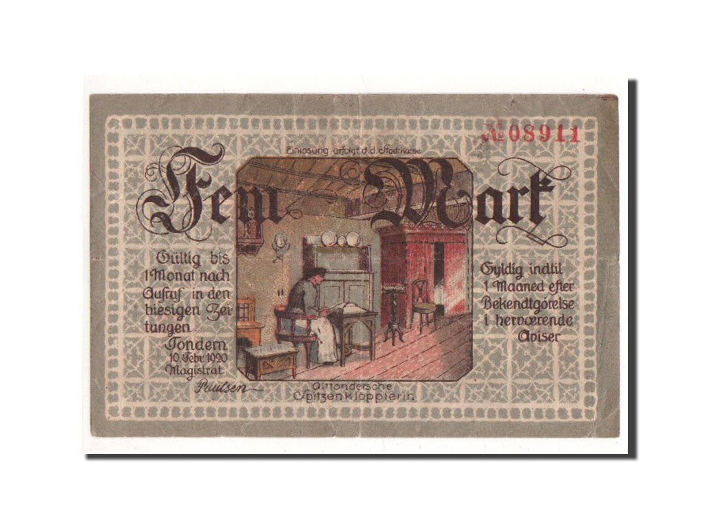 Billete, Alemania, Tondern, 1 Mark, place, 1920, 1920-02-10, UNC, Mehl:1329.2