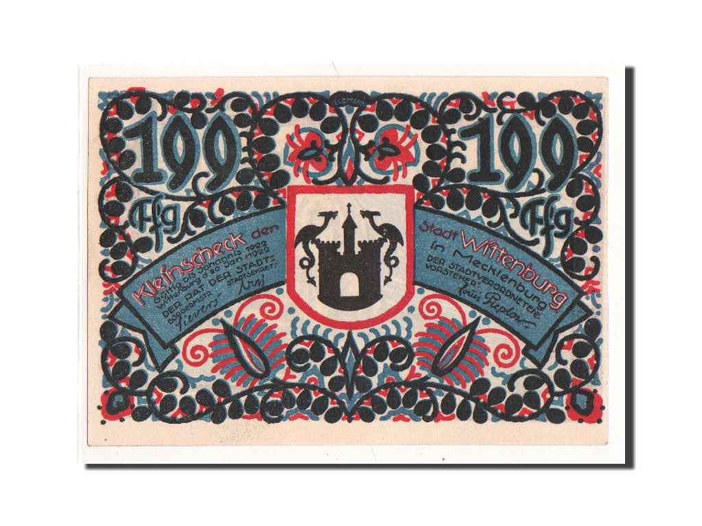 Banknote, Germany, Wittenburg, 1 Pfenning, sépulture, 1922, 1922-01-20