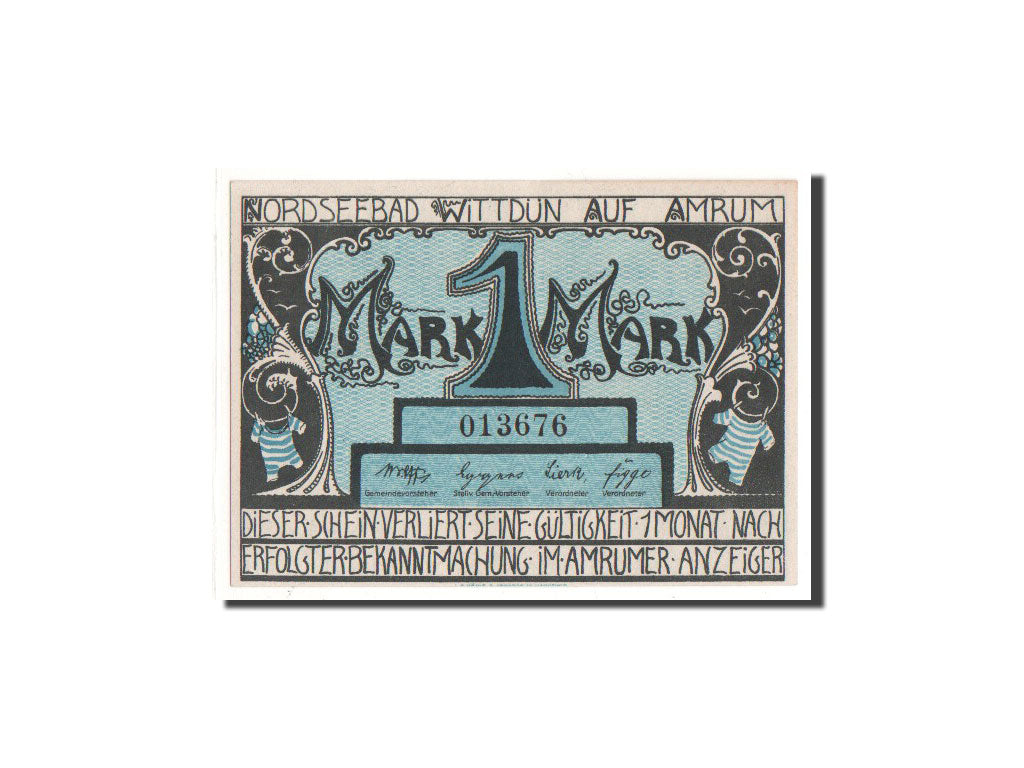 Billete, Alemania, Wittdün, 1 Mark, paysage, 1920, 1920-03-14, UNC, Mehl:1441.2