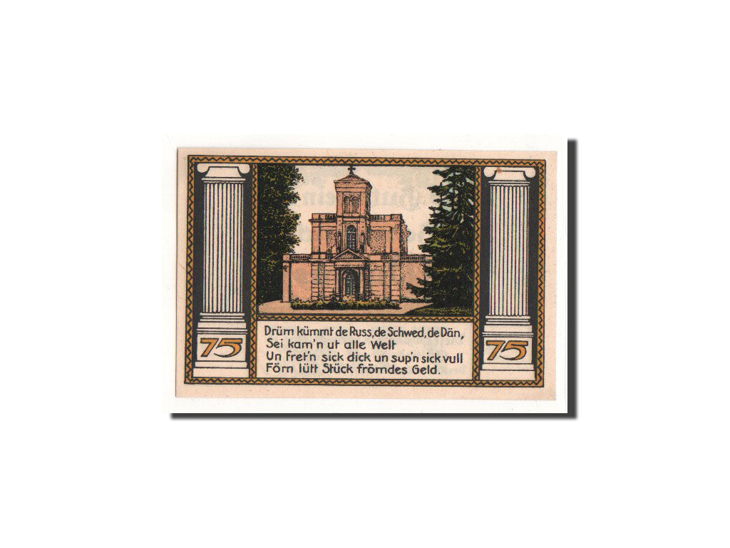 Geldschein, Deutschland, Putbus auf Rügen, 75 Pfennig, Monument, O.D, Undated