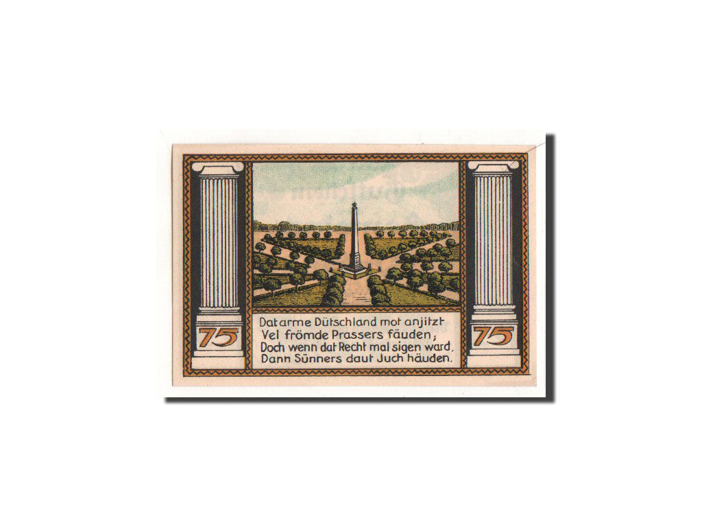 Banconote, Germania, Putbus auf Rügen, 75 Pfennig, monument 1, O.D, Undated