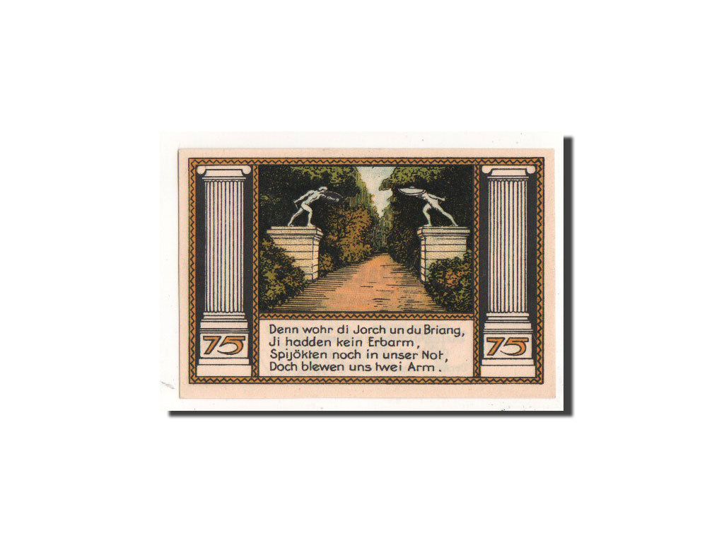 Geldschein, Deutschland, Putbus auf Rügen, 75 Pfennig, statue, O.D, Undated