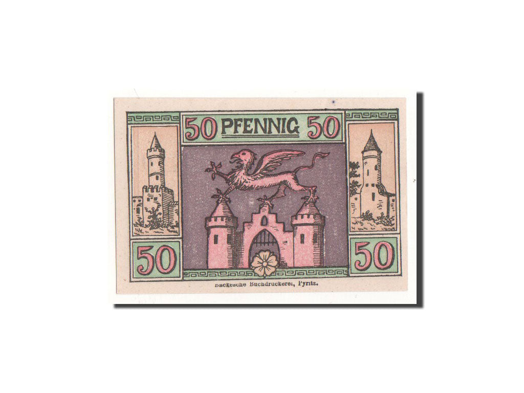 Billete, Alemania, Pyritz, 50 Pfennig, château, 1921, 1921-11-01, UNC