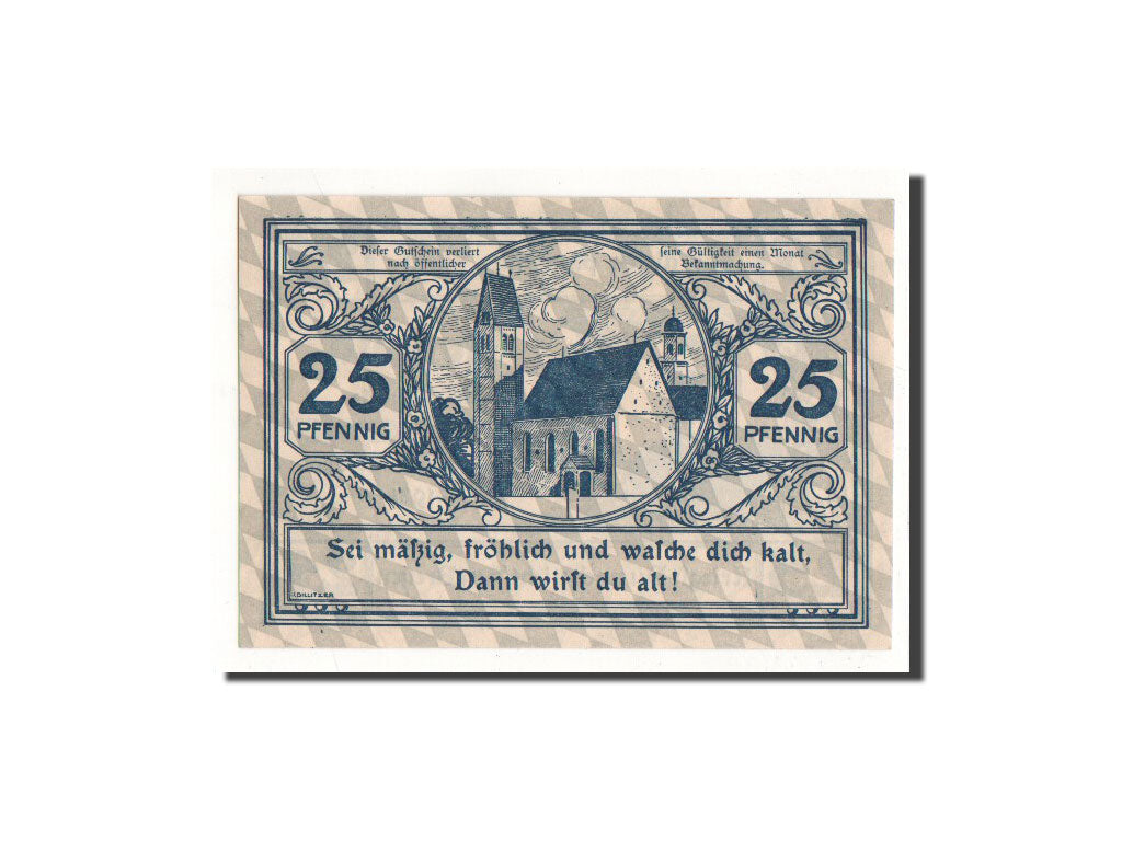 Banknote, Germany, Wörishefen, 25 Pfennig, Eglise, 1921, Undated, UNC(65-70)