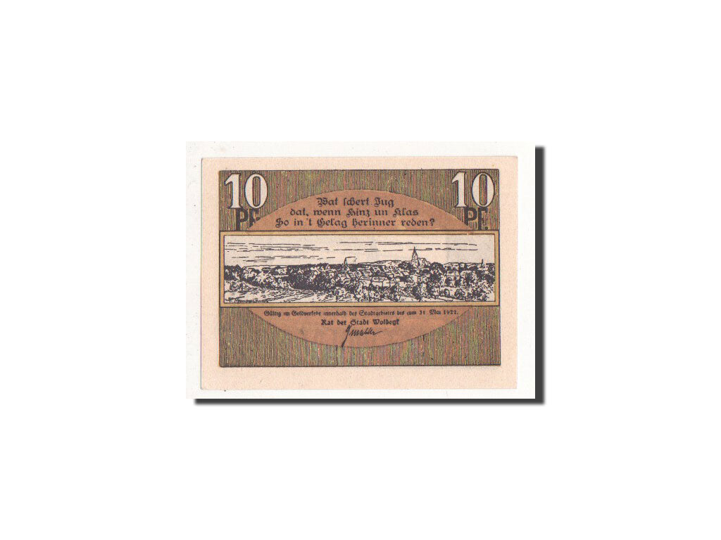 Billete, Alemania, Woldegk, 10 Pfennig, paysage, O.D, Undated, UNC, Mehl:1452.1