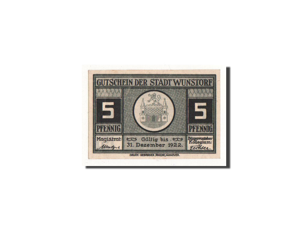 Banknote, Germany, Wunstorf, 5 Pfennig, Maison, O.D, Undated, UNC(65-70)