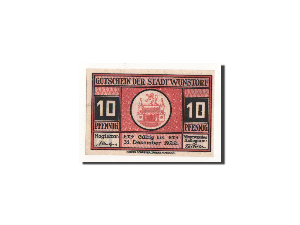 Banconote, Germania, Wunstorf, 10 Pfennig, Maison, O.D, Undated, FDS
