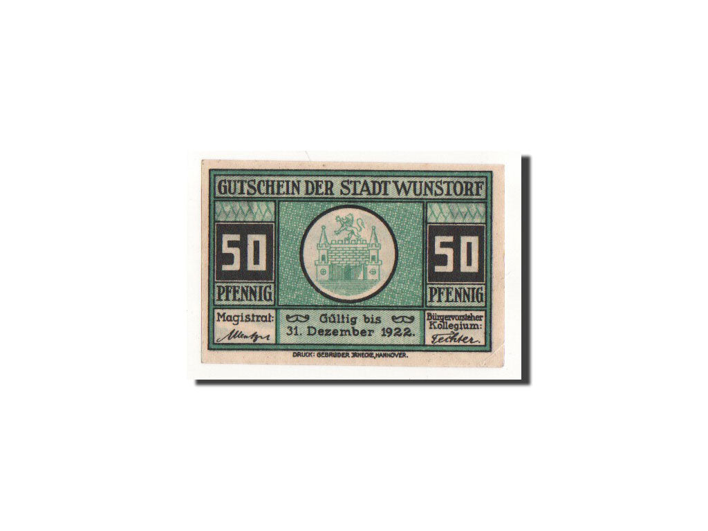 Banknote, Germany, Wunstorf, 50 Pfennig, paysage, O.D, Undated, UNC(65-70)