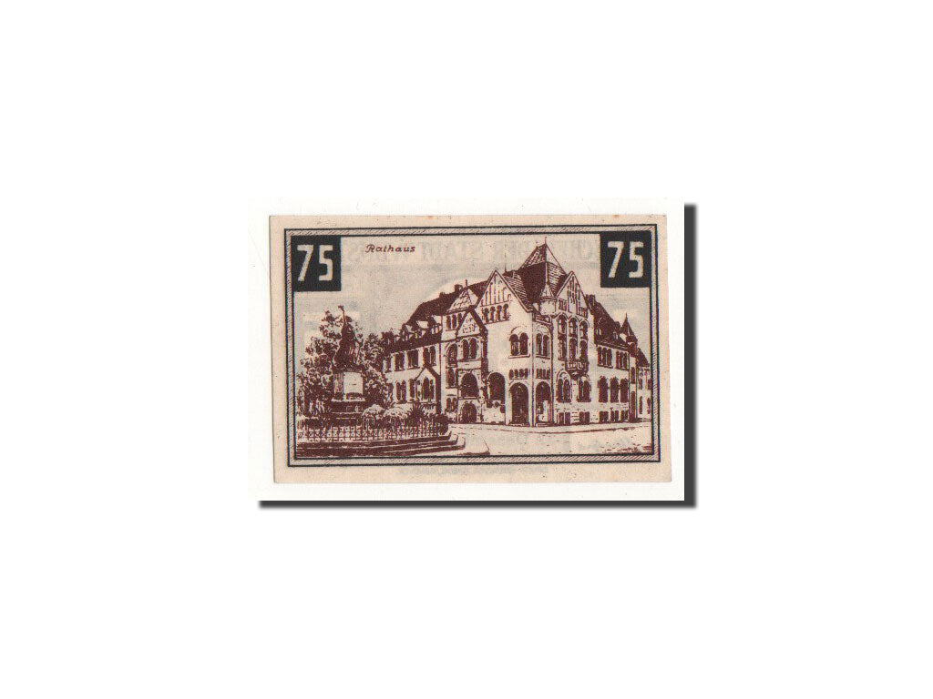 Billet, Allemagne, Wunstorf, 75 Pfennig, centre ville, O.D, Undated, NEUF