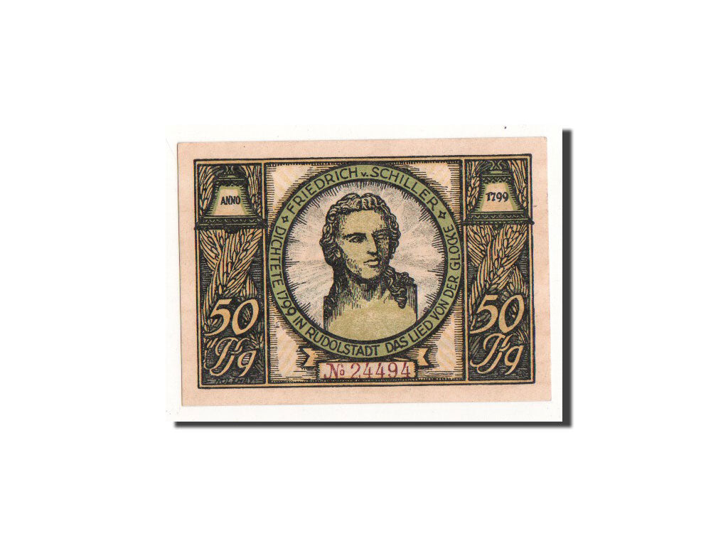 Banknot, Niemcy, Rudolstadt, 50 Pfennig, portrait, O.D, Undated, UNC(65-70)