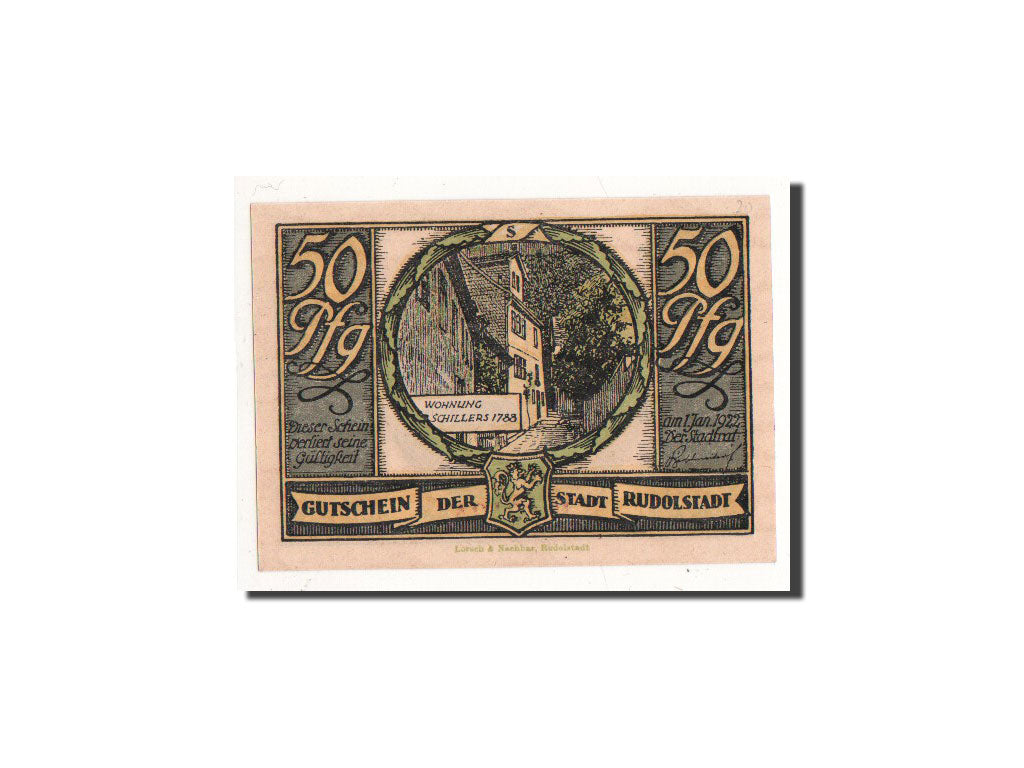 Geldschein, Deutschland, Rudolstadt, 50 Pfennig, personnage 1, O.D, Undated