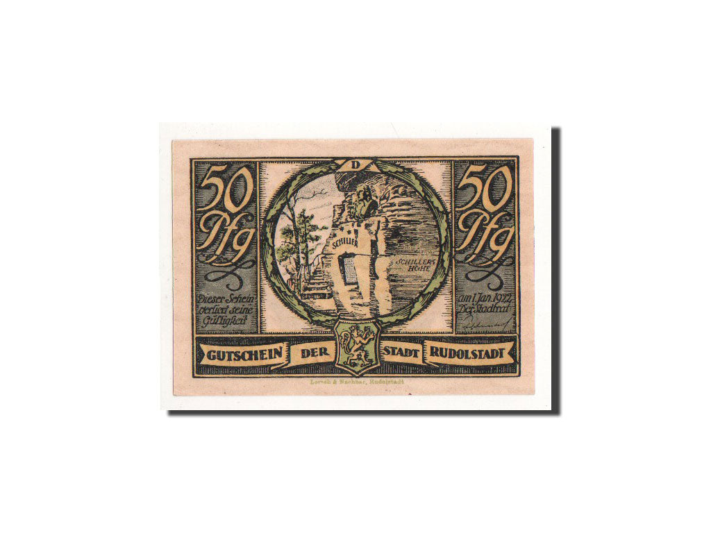 Geldschein, Deutschland, Rudolstadt, 50 Pfennig, personnage 6, O.D, Undated