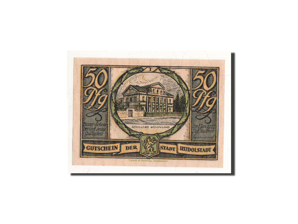 Geldschein, Deutschland, Rudolstadt, 50 Pfennig, personnage, O.D, Undated, UNZ