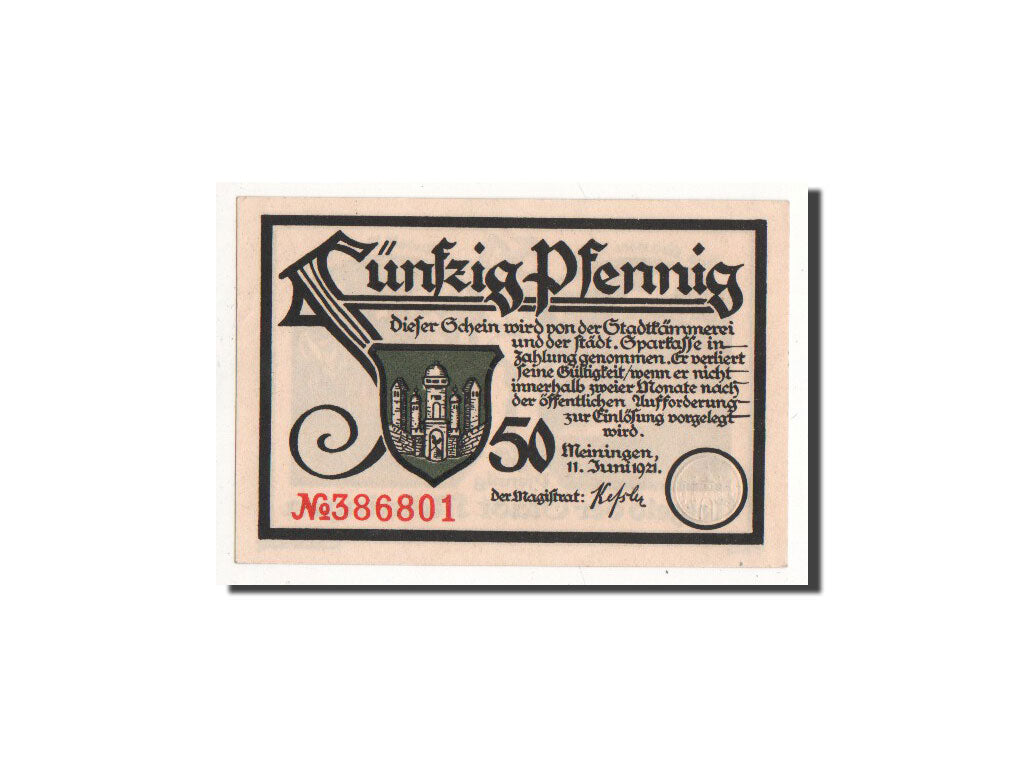 Banknote, Germany, Meiningen, 50 Pfennig, personnage, 1921, 1921-06-11
