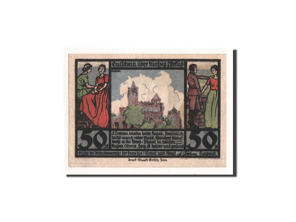 Billete, Alemania, Rudelsburg, 50 Pfennig, chateau 1, O.D, Undated, UNC