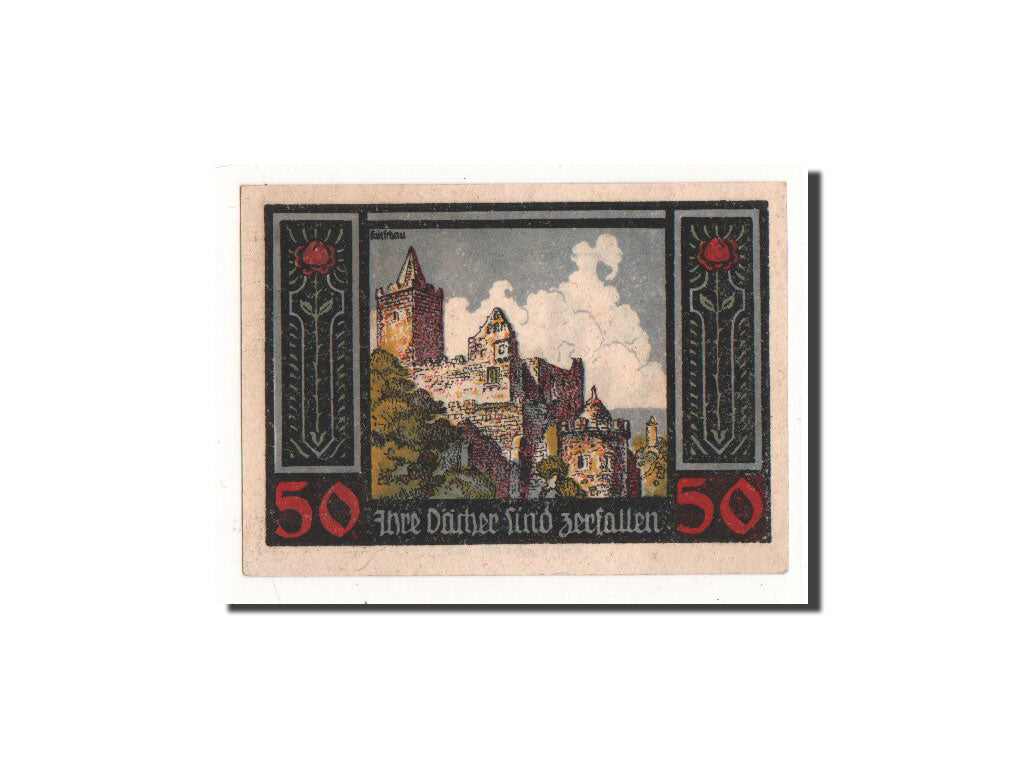 Billete, Alemania, Rudelsburg, 50 Pfennig, chateau 1, O.D, Undated, UNC
