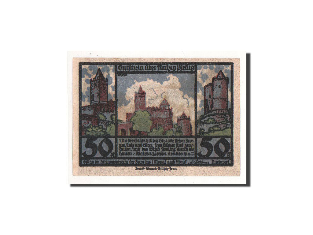 Banknote, Germany, Rudelsburg, 50 Pfennig, chateau 3, O.D, Undated, UNC(65-70)
