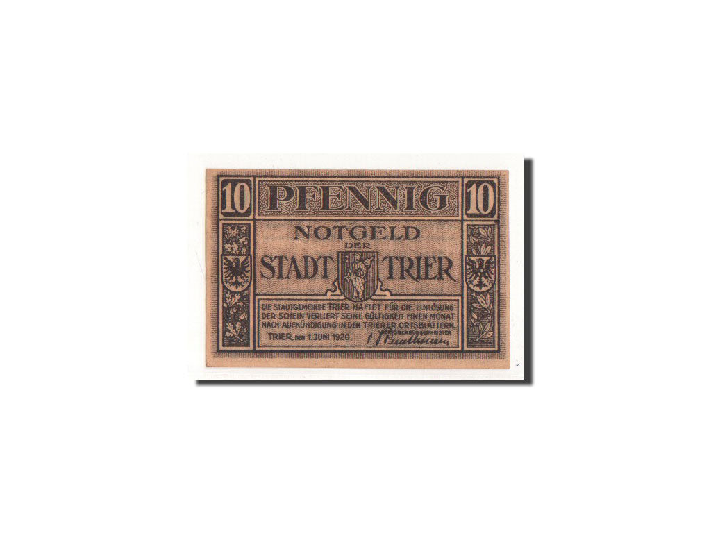 Billete, Alemania, Trier, 10 Pfennig, Ecusson, 1920, 1920-06-01, SC