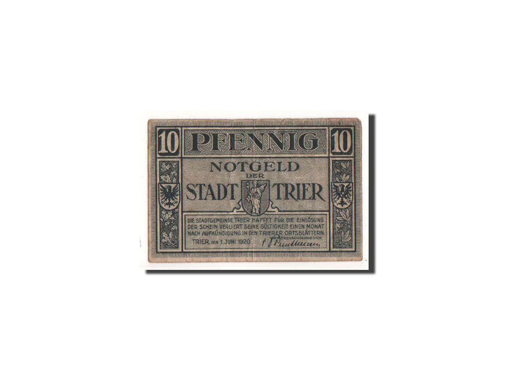 Billete, Alemania, Trier, 10 Pfennig, Ecusson, 1920, 1920-06-01, SC