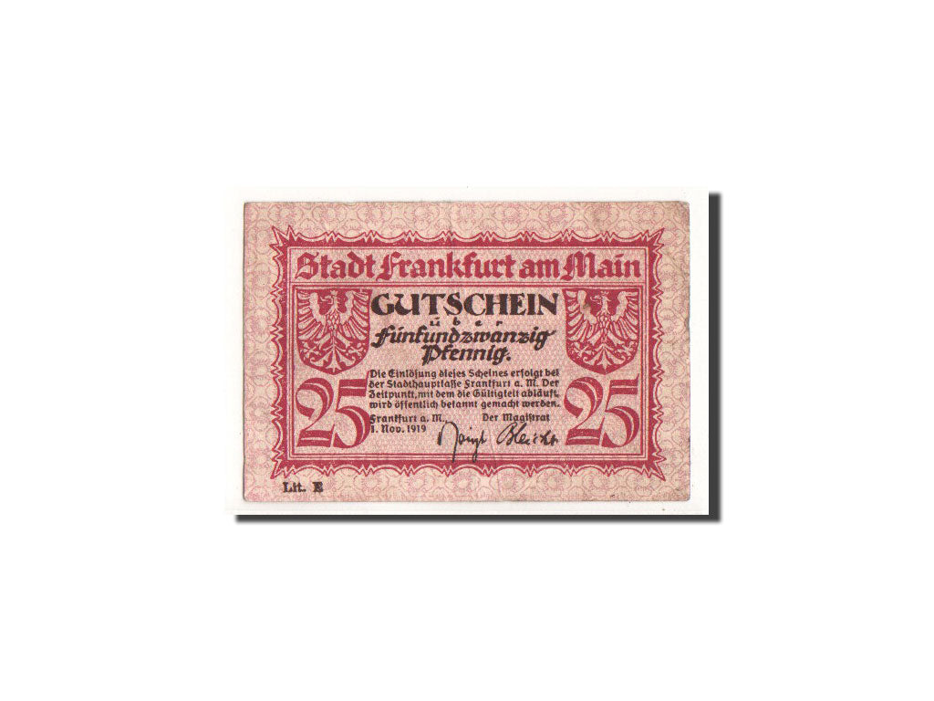 Geldschein, Deutschland, Francfort, 25 Pfennig, paysage, 1919, 1919-11-01, SS