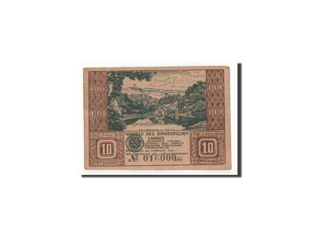 Billete, Alemania, Birkenfelder, 10 Pfennig, personnage, 1921, 1921-02-01, MBC+