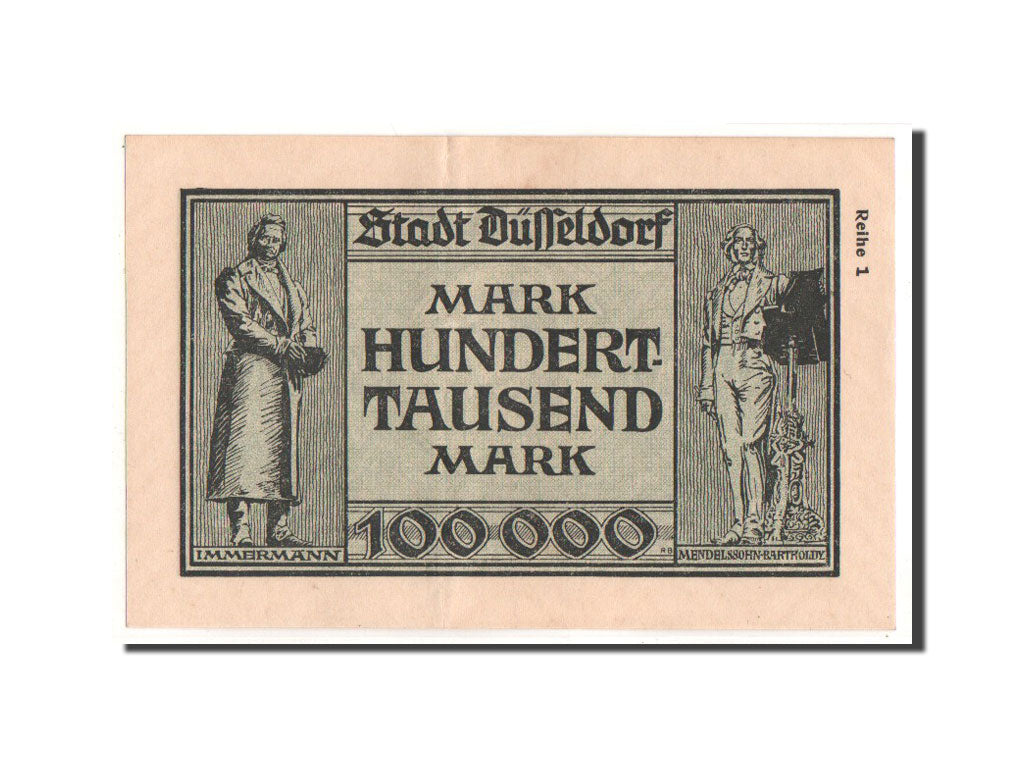Banknote, Germany, Düsseldorf, 100 000 Mark, personnage, 1923, 1923-08-15