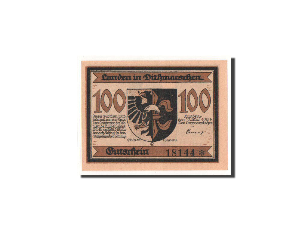 Banknote, Germany, Lunden, 100 Pfennig, Ecusson, 1921, 1921-05-19, UNC(65-70)