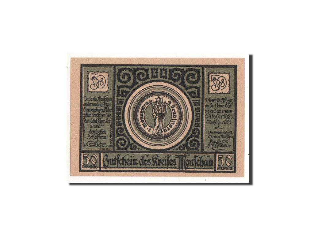 Banknote, Germany, Monschau, 50 Pfennig, Ville, 1921, 1921-07-01, UNC(65-70)