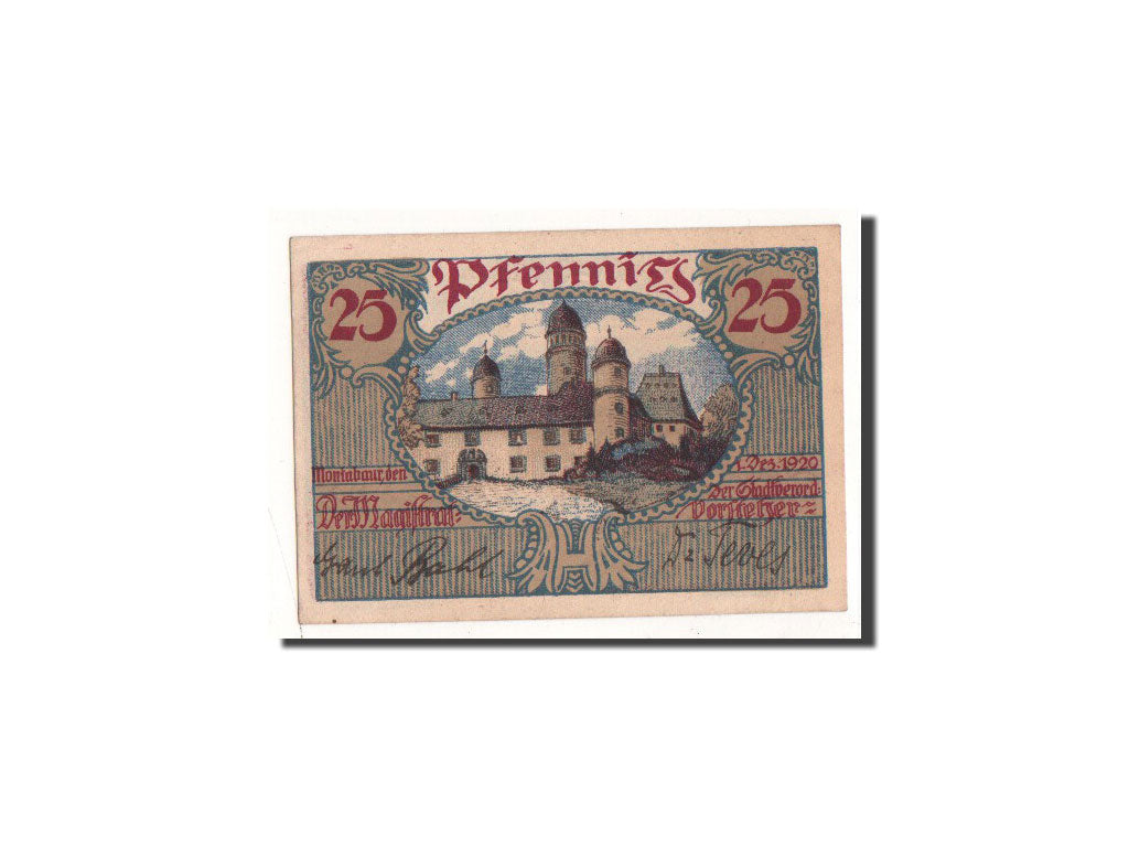 Billet, Allemagne, Montabaur, 25 Pfennig, château, 1920, 1920-12-01, NEUF