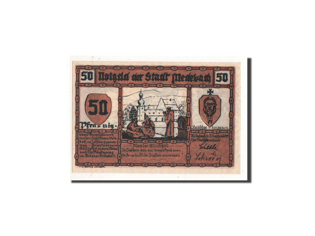 Billete, Alemania, Medebach, 50 Pfennig, paysan, 1921, 1921-09-02, UNC