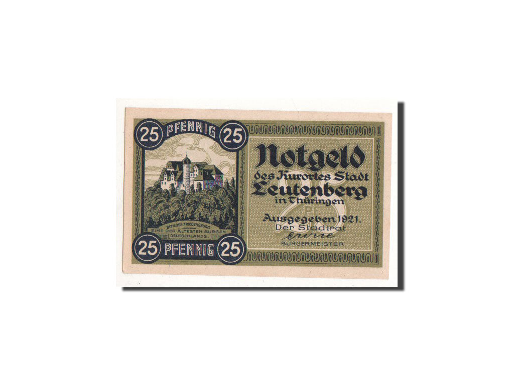 Billete, Alemania, Leutenberg, 25 Pfennig, Ecusson, 1921, Undated, UNC