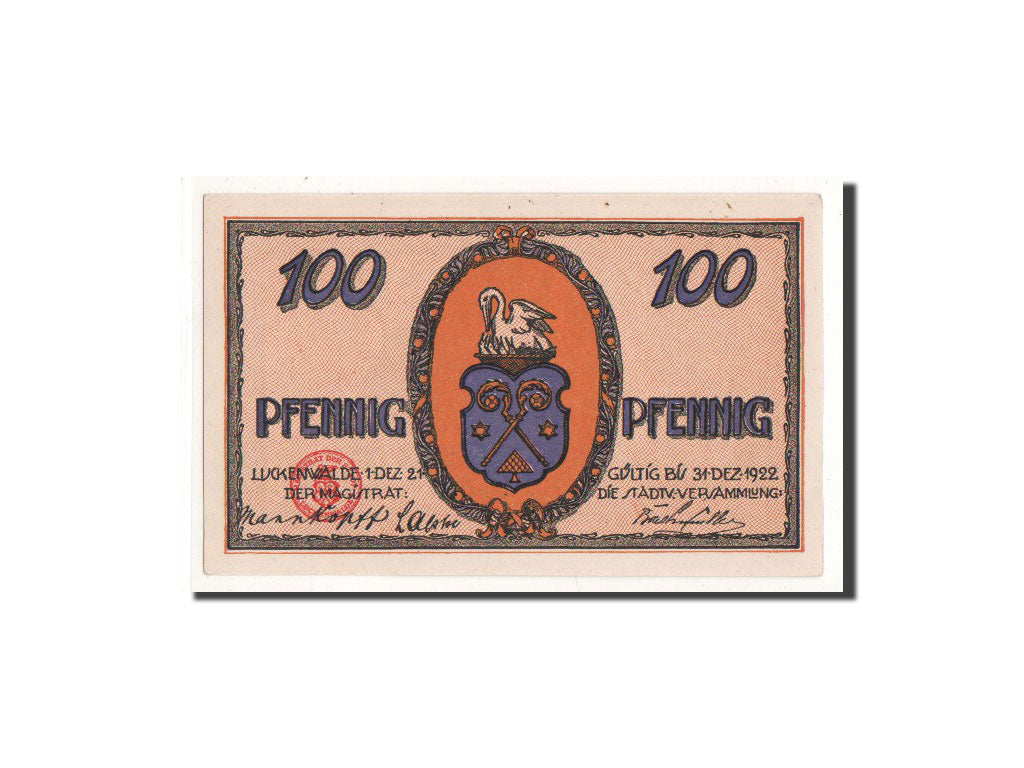 Banknot, Niemcy, Luckenwalde, 100 Pfennig, Ville, 1921, 1921-12-01, UNC(65-70)