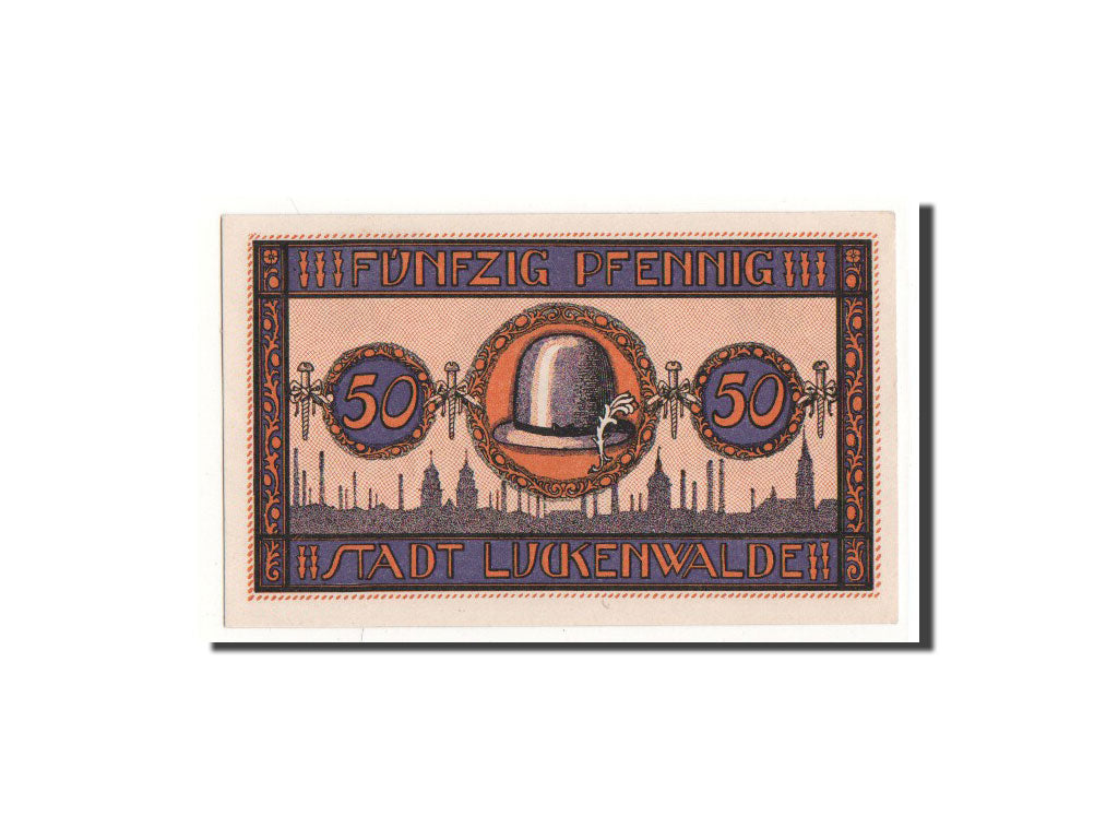 Banknot, Niemcy, Luckenwalde, 50 Pfennig, chapeaux, 1921, 1921-12-01