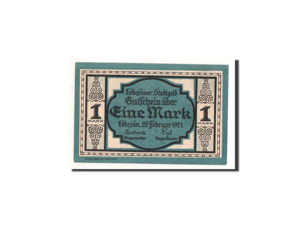 Banknot, Niemcy, Lobejün, 1 Mark, personnage, 1921, 1921-02-25, UNC(65-70)